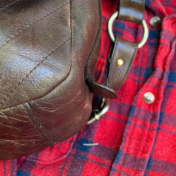 Vintage Y2K Tommy Hilfiger Chocolate Leather Shoulder Bag | 2000s Banana Style - Picture 12 of 16